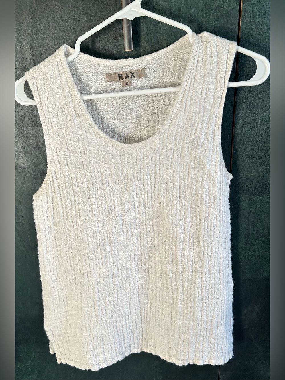 Vintage FLAX linen White Tank Top Women’s S Bohemian Lightweight Cottagecore